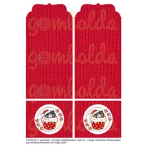 Mintás barkácsfilc - evőeszköz tartó alap -  vagány karácsonyi cicusok - piros kötött