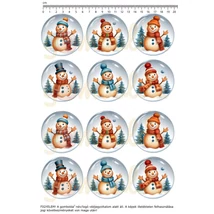 Mintás barkácsfilc - festett hóemberek - kicsi kör