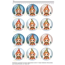 Mintás barkácsfilc - festett karácsonyi manócskák - kicsi kör