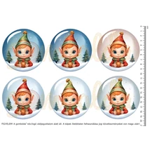 Mintás barkácsfilc - festett karácsonyi manócskák - nagy kör Mintás barkácsfilc - festett karácsonyi manócskák - nagy kör