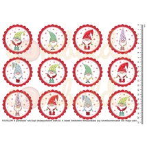Mintás barkácsfilc - karácsonyi manók piros körökben Mintás barkácsfilc - karácsonyi manók piros körökben