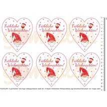 Mintás barkácsfilc - karácsonyi manók - német feliratos szívek