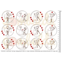 Mintás barkácsfilc - ifjú pár - kör piros szívvel