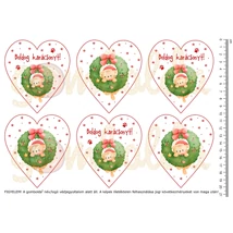 Mintás barkácsfilc - karácsonyi cicusok - duci szívek