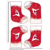 Mintás barkácsfilc - piros karácsonyi csizmácska rénszarvassal - 2 pár