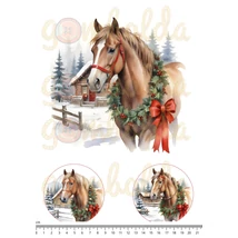 Mintás barkácsfilc - karácsonyi lovak koszorúval - hímzőkeretbe