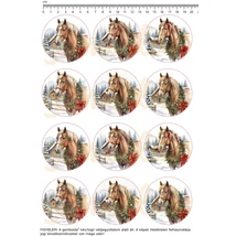 Mintás barkácsfilc - karácsonyi lovak koszorúval - kicsi kör Mintás barkácsfilc - karácsonyi lovak koszorúval - kicsi kör