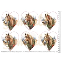 Mintás barkácsfilc - karácsonyi lovak koszorúval - szív Mintás barkácsfilc - karácsonyi lovak koszorúval - szív