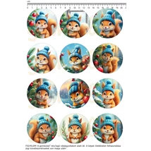 Mintás barkácsfilc - karácsonyi mókusok - kicsi kör