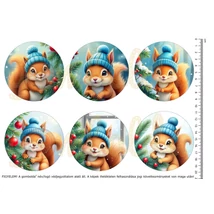 Mintás barkácsfilc - karácsonyi mókusok - nagy kör