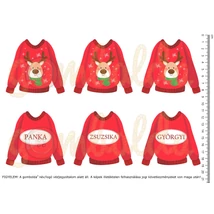 Mintás barkácsfilc - nevesíthető - rénszarvasos karácsonyi pulcsik NÉVVEL Mintás barkácsfilc - nevesíthető - rénszarvasos karácsonyi pulcsik NÉVVEL