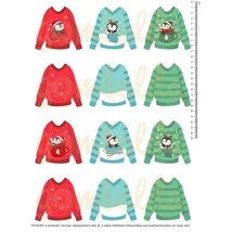 Mintás barkácsfilc - cuki karácsonyi pingvinek - karácsonyi pulcsik Mintás barkácsfilc - cuki karácsonyi pingvinek - karácsonyi pulcsik