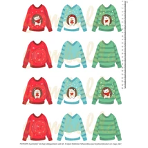 Mintás barkácsfilc - cuki karácsonyi sünik - karácsonyi pulcsik