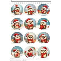 Mintás barkácsfilc - karácsonyi sünik - kicsi kör