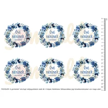 Mintás barkácsfilc - kék virágos koszorú - óvó néninek