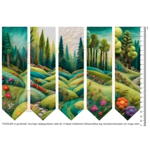 Mintás barkácsfilc - 2mm vastag könyvjelző alap - nemezelt hatású - erdő Mintás barkácsfilc - 2mm vastag könyvjelző alap - nemezelt hatású - erdő