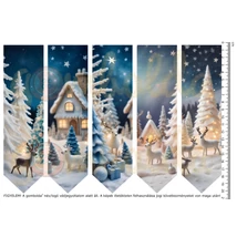 Mintás barkácsfilc - 2mm vastag könyvjelző alap - nemezelt hatású - téli táj rénszarvasokkal Mintás barkácsfilc - 2mm vastag könyvjelző alap - nemezelt hatású - téli táj rénszarvasokkal