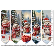 Mintás barkácsfilc - 2mm vastag könyvjelző alap - téli sünik Mintás barkácsfilc - 2mm vastag könyvjelző alap - téli sünik