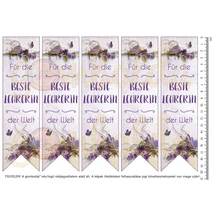 Mintás barkácsfilc - könyvjelző - Beste Lehrerin - levendulás