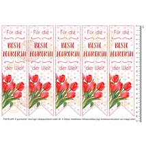 Mintás barkácsfilc - könyvjelző - Beste Lehrerin - tulipános Mintás barkácsfilc - könyvjelző - Beste Lehrerin - tulipános