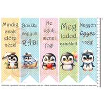 Mintás barkácsfilc - motivációs könyvjelző - bűbáj pingvinek