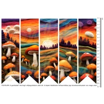 Mintás barkácsfilc - könyvjelző alap - nemezelt hatású - gombák