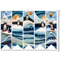 Mintás barkácsfilc - könyvjelző alap - nemezelt hatású - pingvinek