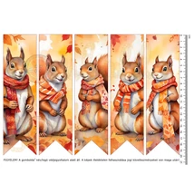 Mintás barkácsfilc - könyvjelző - őszi mókusok