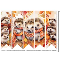 Mintás barkácsfilc - könyvjelző - festett őszi sünik Mintás barkácsfilc - könyvjelző - festett őszi sünik