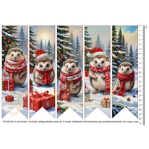 Mintás barkácsfilc - könyvjelző - téli sünik