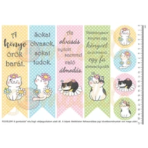 Mintás barkácsfilc - könyvjelző - vagány cicusok - tavasz