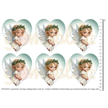 Mintás barkácsfilc - magyal koszorús angyal - szív