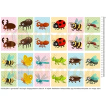 Mintás barkácsfilc - memória játék alap - DUPLA - bogárkák Mintás barkácsfilc - memória játék alap - DUPLA - bogárkák