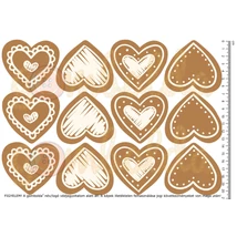 Mintás barkácsfilc - 2mm vastag szív mézeskalács díszek