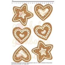 Mintás barkácsfilc - 2mm vastag csillag és szív mézeskalács díszek