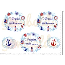 Mintás barkácsfilc - navy - Herzilch Willkommen - pici Mintás barkácsfilc - navy - Herzilch Willkommen - pici