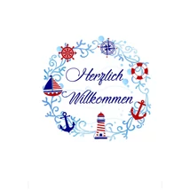 Mintás barkácsfilc - navy - Herzlich Willkommen - hímzőkeretbe Mintás barkácsfilc - navy - Herzlich Willkommen - hímzőkeretbe