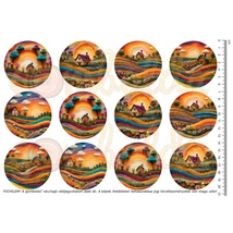 Mintás barkácsfilc - nemezelt hatású körök - házikók Mintás barkácsfilc - nemezelt hatású körök - házikók