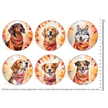 Mintás barkácsfilc - őszi kutyák - nagy kör