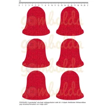 Mintás barkácsfilc - sima kötött harangok - piros