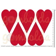 Mintás barkácsfilc - sima kötött szívek - piros