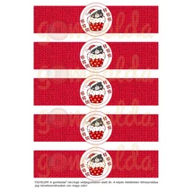 Mintás barkácsfilc - szalvétagyűrű alap - vagány karácsonyi cicusok - piros kötött