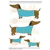 Mintás barkácsfilc - cuki tacskók - kivágható kék