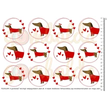 Mintás barkácsfilc - cuki tacskók - szíves körök