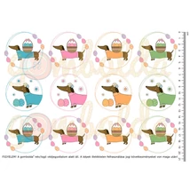 Mintás barkácsfilc - cuki tacskók - húsvéti körök