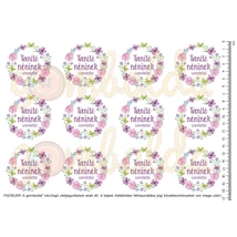 Mintás barkácsfilc - lila virágos koszorú - tanító néninek