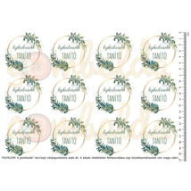 Mintás barkácsfilc - zöld leveles koszorú - legkedvesebb tanító