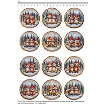 Mintás barkácsfilc - téli állatok fa alapon - piros kicsi