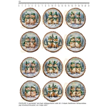 Mintás barkácsfilc - téli állatok fa alapon - zöld kicsi Mintás barkácsfilc - téli állatok fa alapon - zöld kicsi