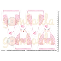 Mintás barkácsfilc - tojásmelegítő tyúkok - rózsaszín pöttyös